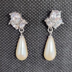 Vintage Monet Silver Pearl Earrings